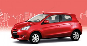 Mitsubishi Mirage สีแดง