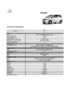 Honda Freed 2011 Specification