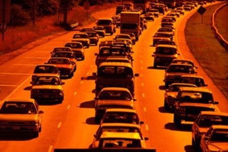 FREEWAY TRAFFIC AT SUNSET