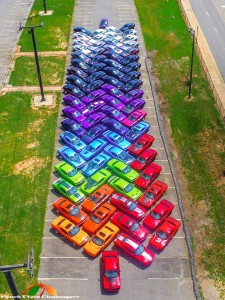 Dodge Challengers with Rainbow