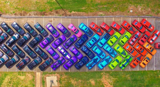 Dodge Challengers with Rainbow