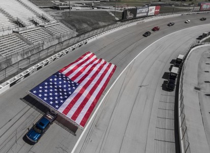 Chevrolet Towing Massive American Flag