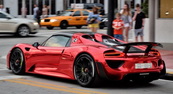 Chrome Red Porsche 918 Spyder