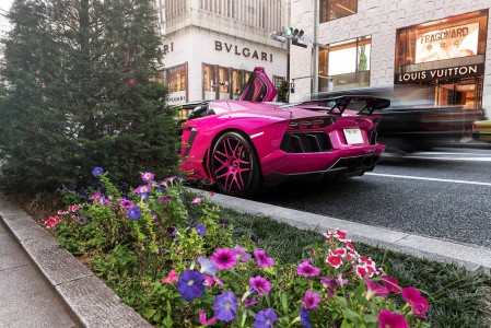 Lamborghini Aventador สีชมพู